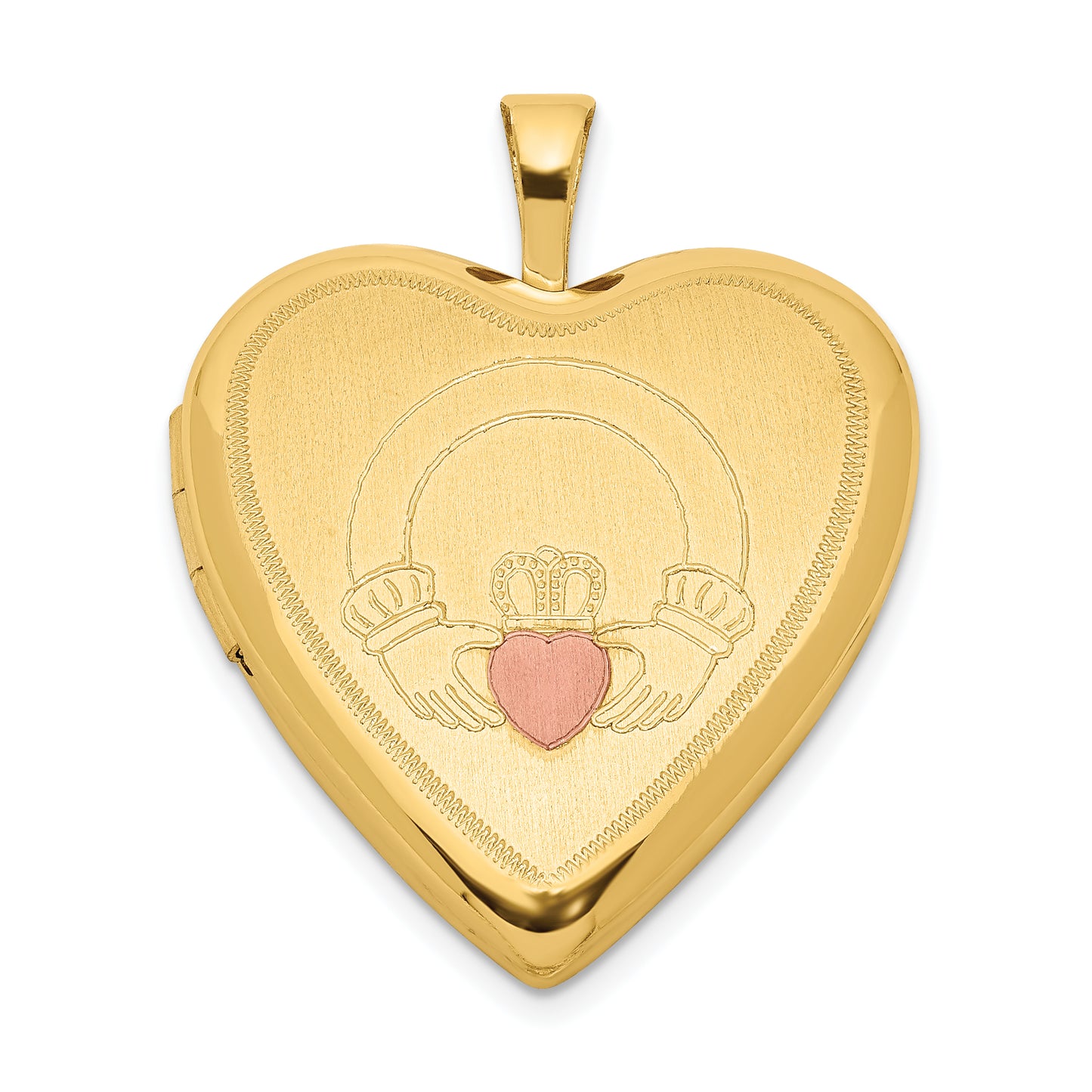 Ss/Gold Plated Sterling Silver Gold-Plated 20mm Claddagh Enameled Heart Locket