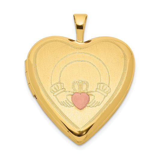 Ss/Gold Plated Sterling Silver Gold-Plated 20mm Claddagh Enameled Heart Locket