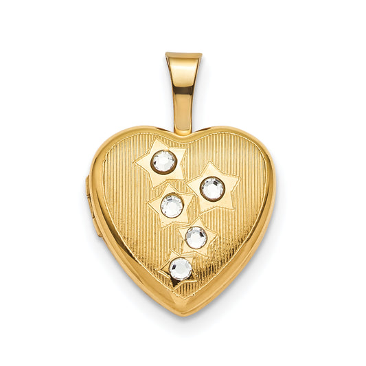 Ss/Gold Plated Sterling Silver Gold-Plated 12mm Star Cz Heart Locket