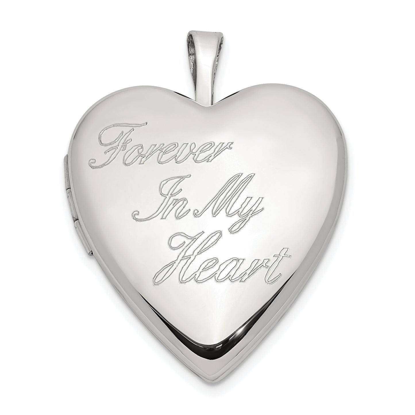 Sterling Silver Rhod-Pltd 20mm Forever In My Heart Locket