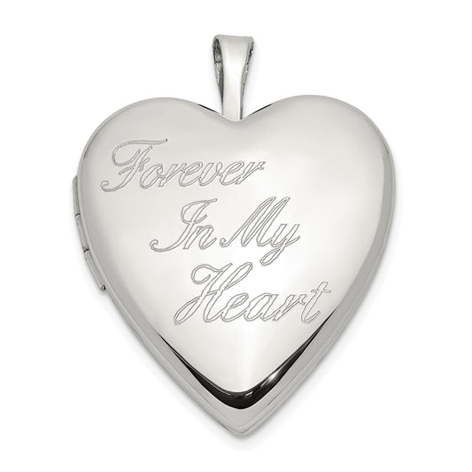 Sterling Silver Rhod-Pltd 20mm Forever In My Heart Locket