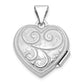 Sterling Silver Rhodium-Plated Polished 15mm Heart Patterned Locket