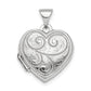 Sterling Silver Rhodium-Plated Polished 15mm Heart Patterned Locket