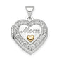 Sterling Silver Rhodium-Plated Gold-Tone Preciosa Crystal Mom Heart Locket