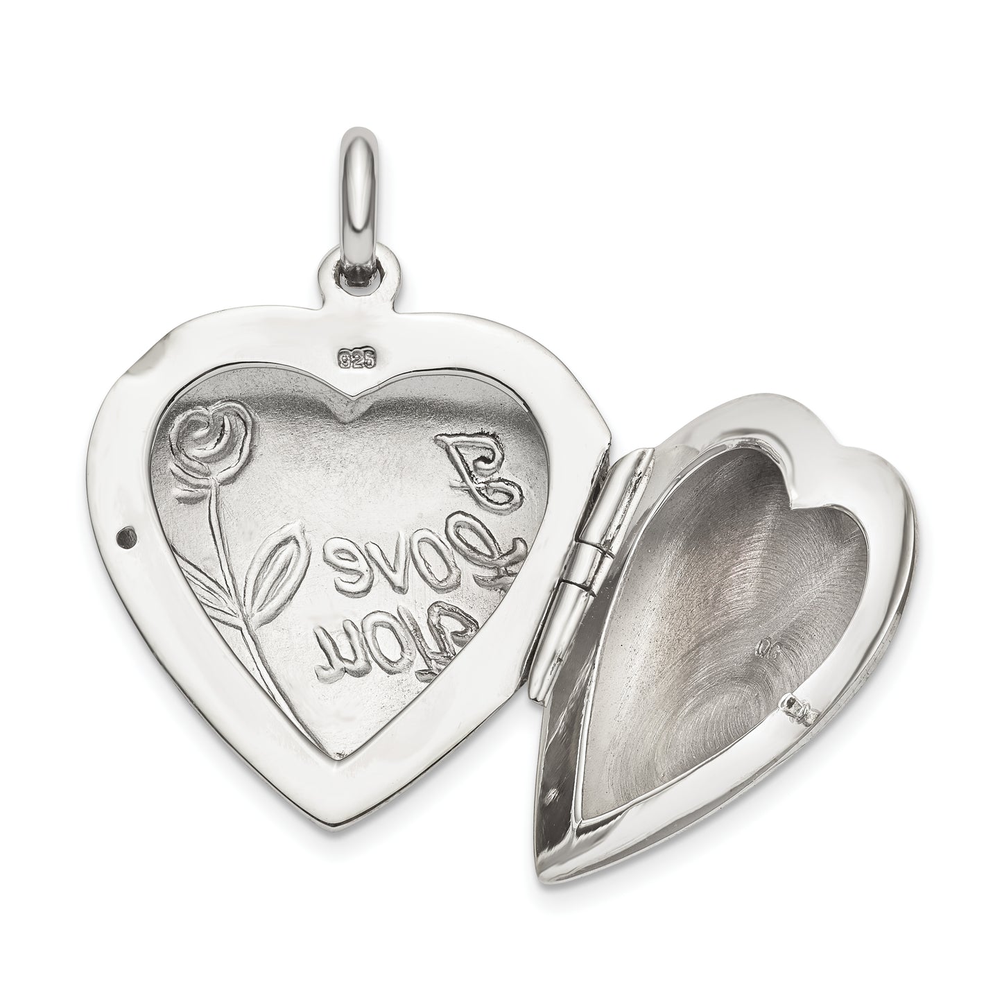 Sterling Silver I Love You Rose Heart Locket