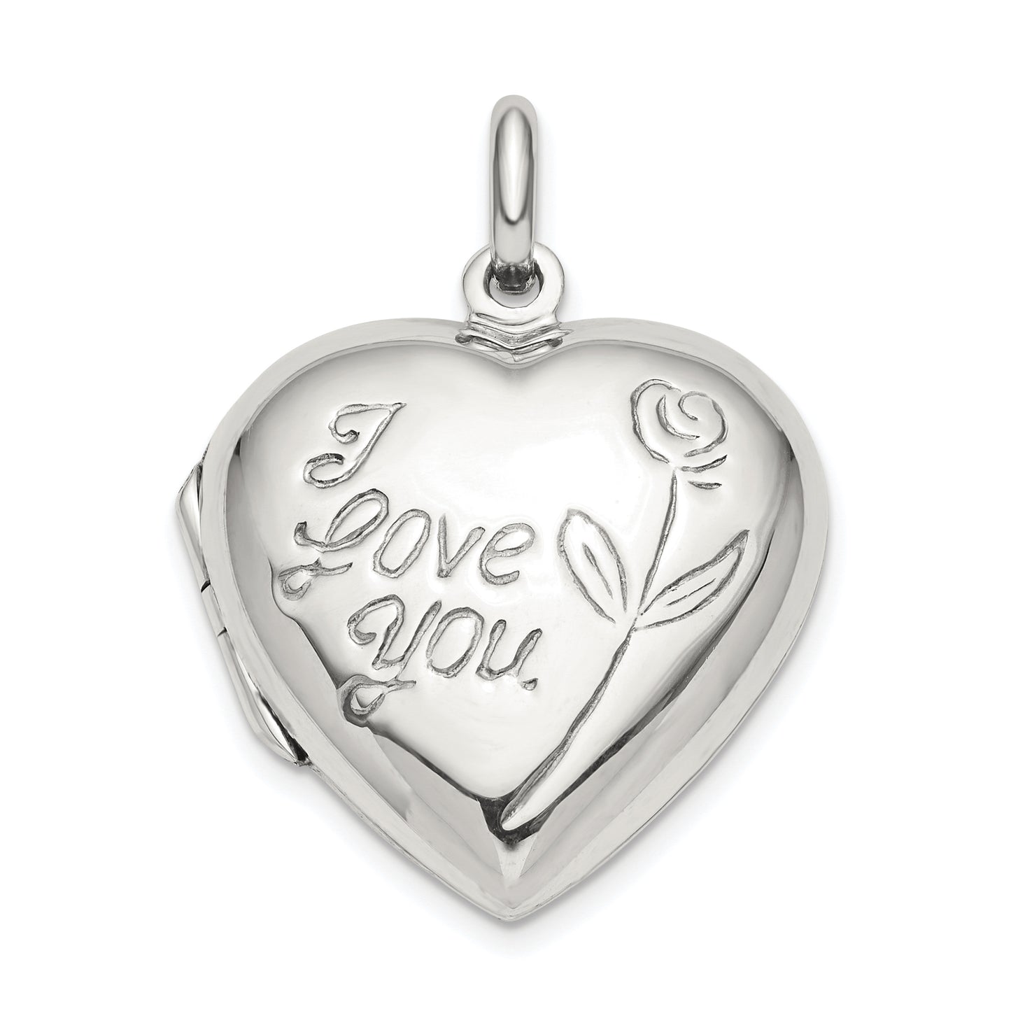 Sterling Silver I Love You Rose Heart Locket