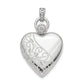 Sterling Silver Rhodium-Plated 21mm Heart Dia. Accent D/C Satin Locket