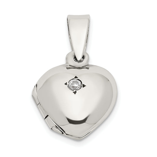 Sterling Silver Cz Heart Locket