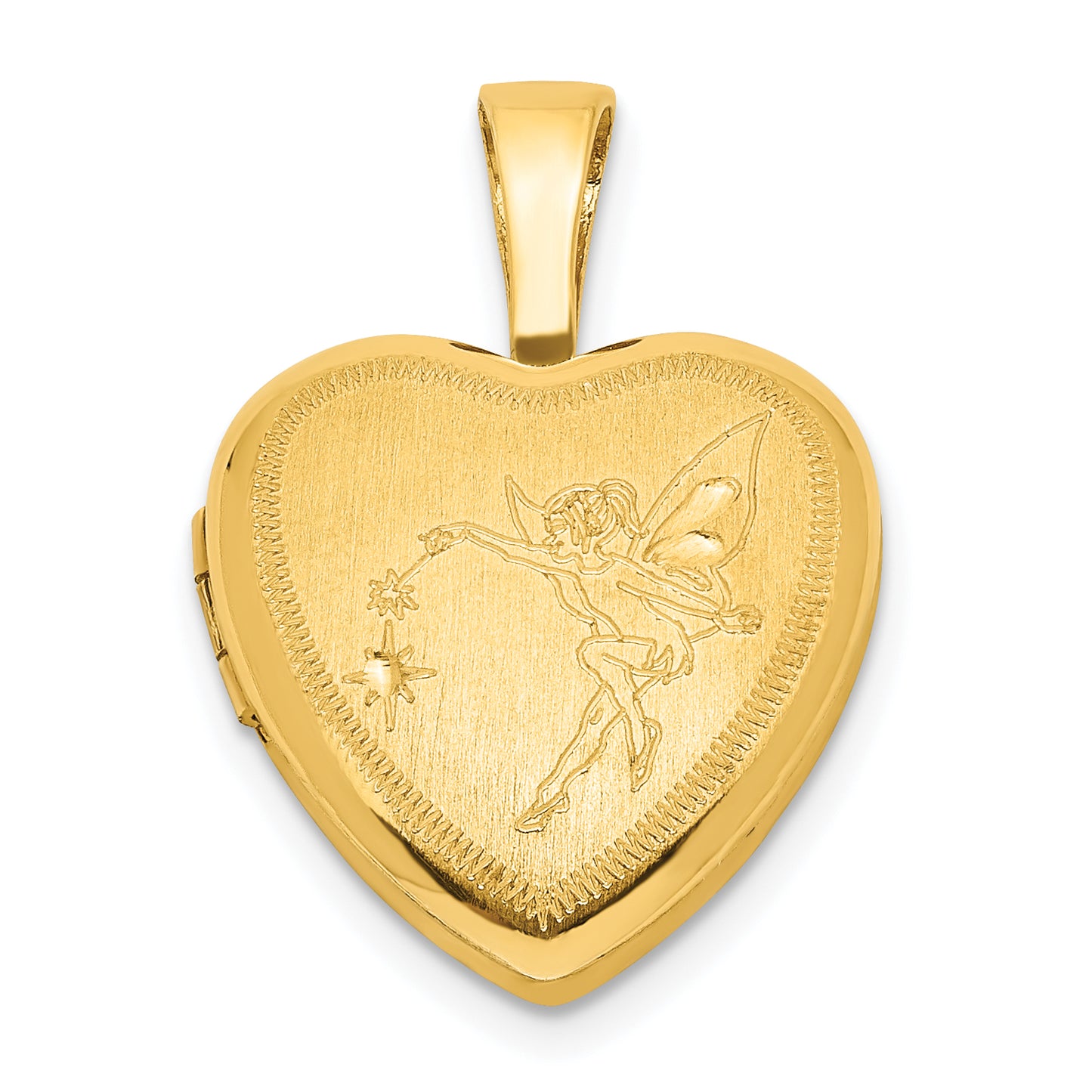 Ss/Gold Plated Sterling Silver Gold-Plated Satin & Polished 12mm Fairy Heart Locket