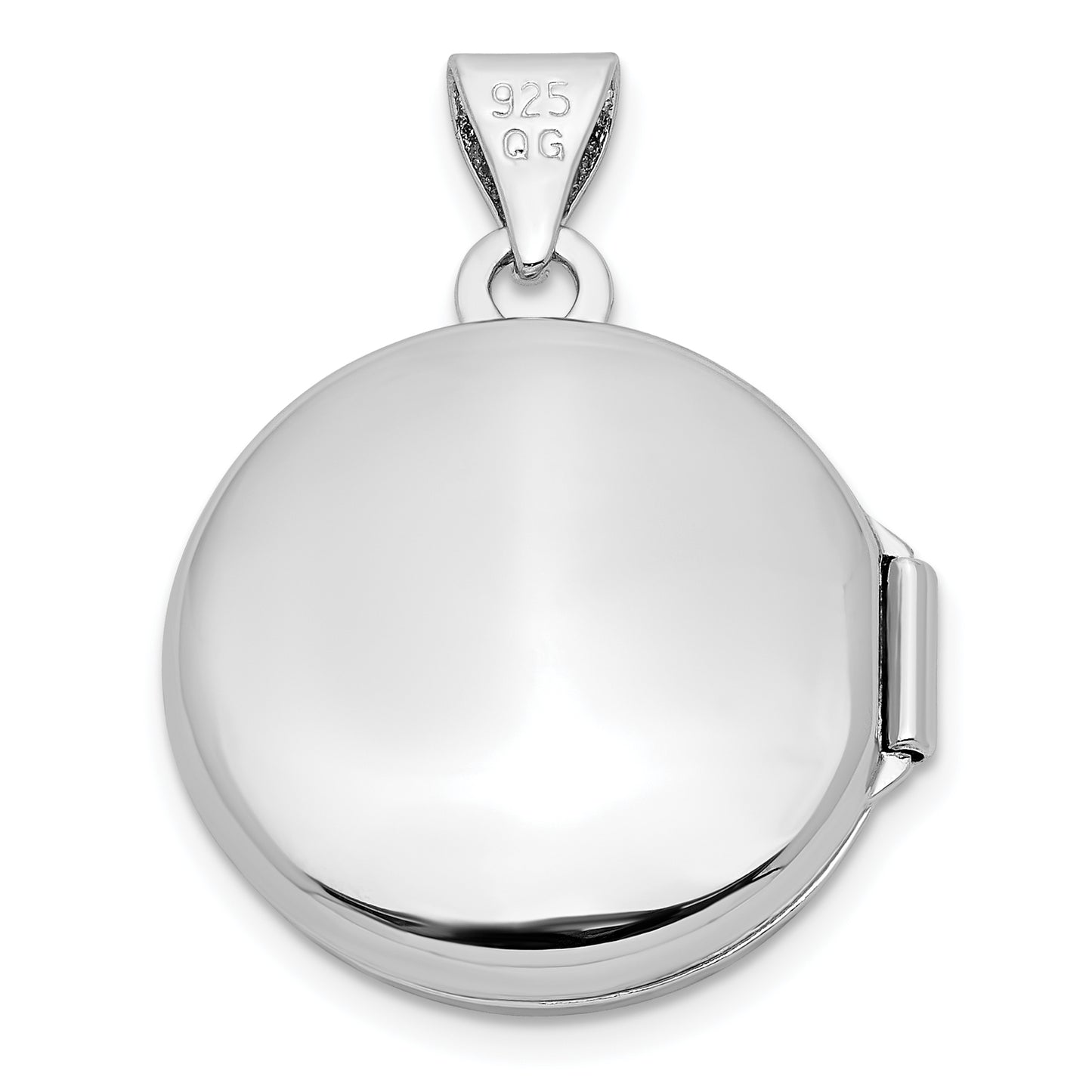 Sterling Silver Rhodium-Plated Polished Domed 16mm Round Locket