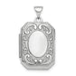 Sterling Silver Rhodium-Plated Polished Fancy Scroll 21mm Octagonal Locket