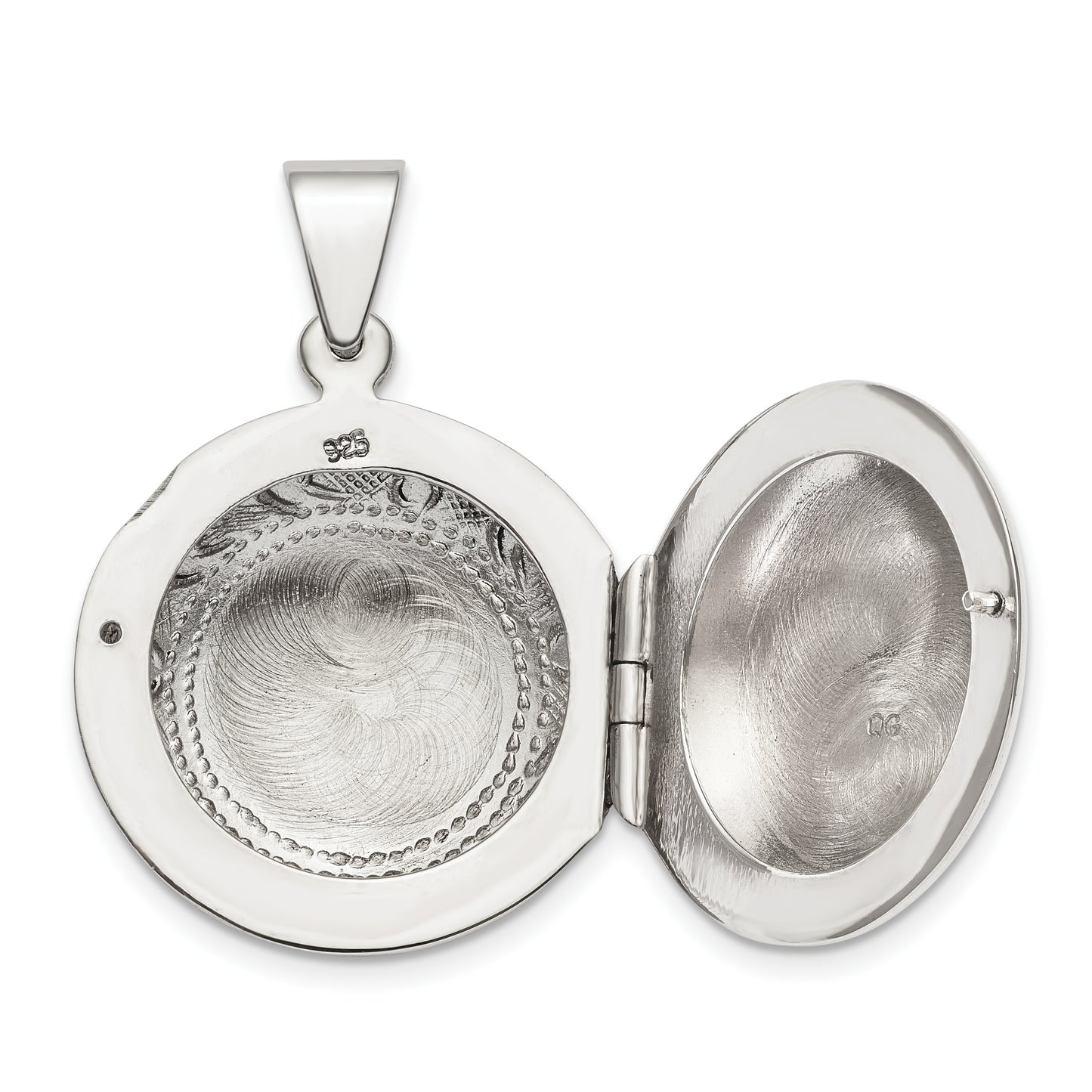 Sterling Silver Textured Border Circle Locket