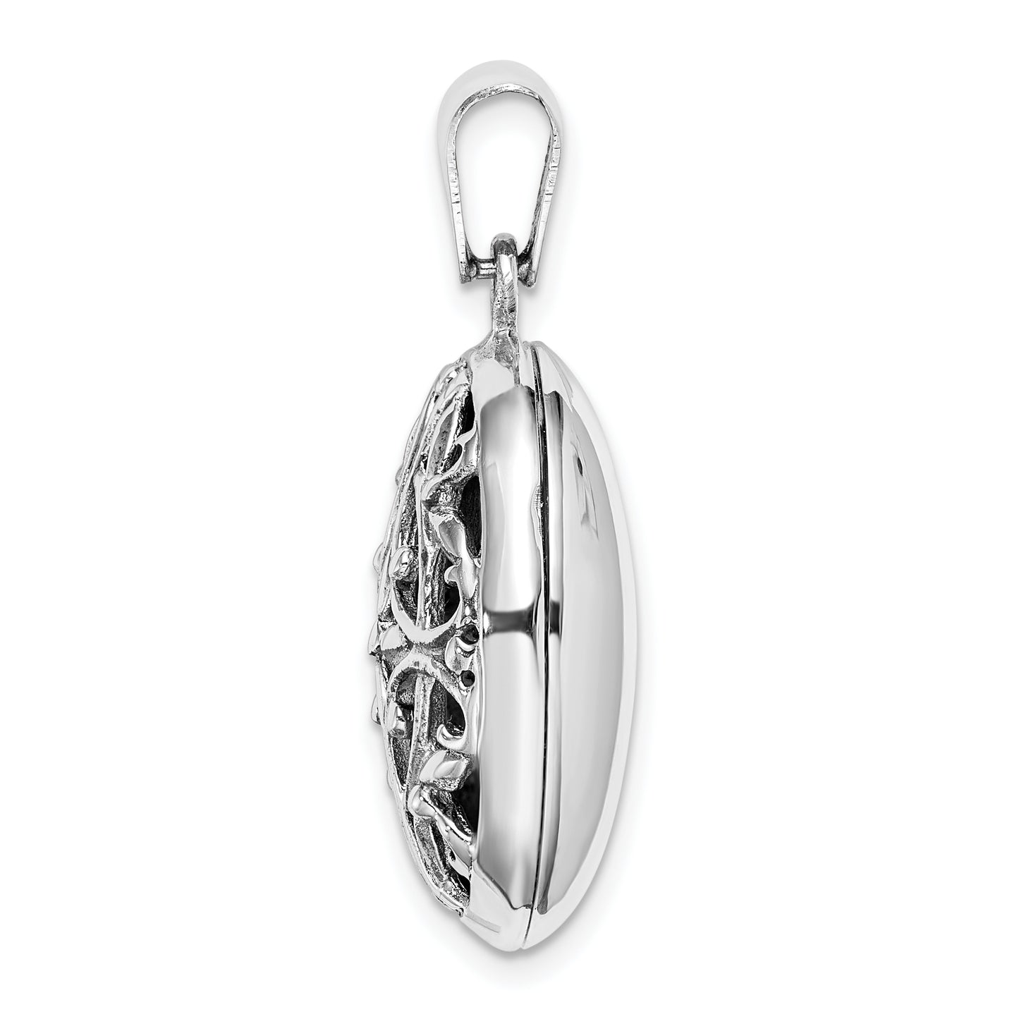 Sterling Silver Polished Filigree 22mm Oval Locket