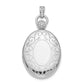 Sterling Silver Rhodium-Plated 26mm Oval Diamond Accent Satin Locket