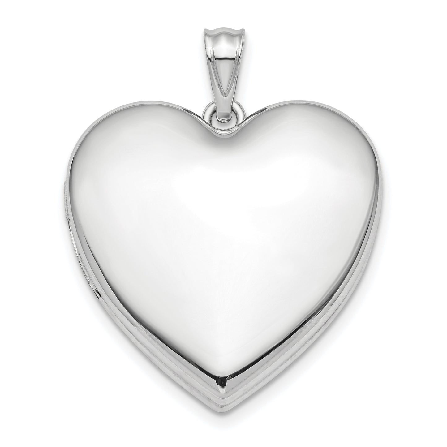 Sterling Silver Rhodium-Plated 24mm Plain Ash Holder Heart Locket