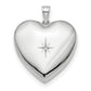 Sterling Silver Rhod-Plated 24mm W/ Diamond Star Ash Holder Heart Locket