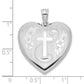 Sterling Silver Rhodium-Plated 24mm D/C Cross Ash Holder Heart Locket