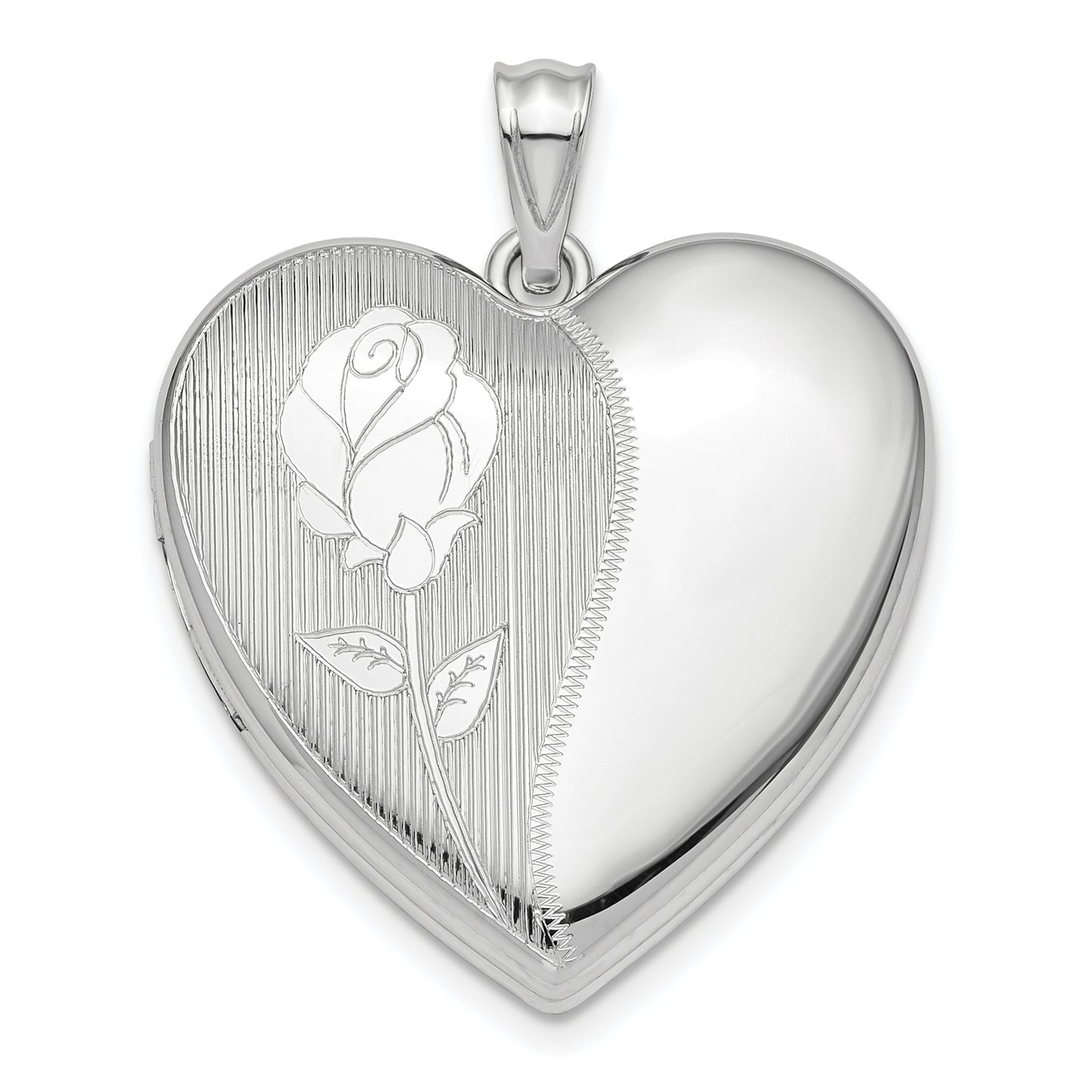 Sterling Silver Rhodium-Plated Flower Ash Holder Heart Locket