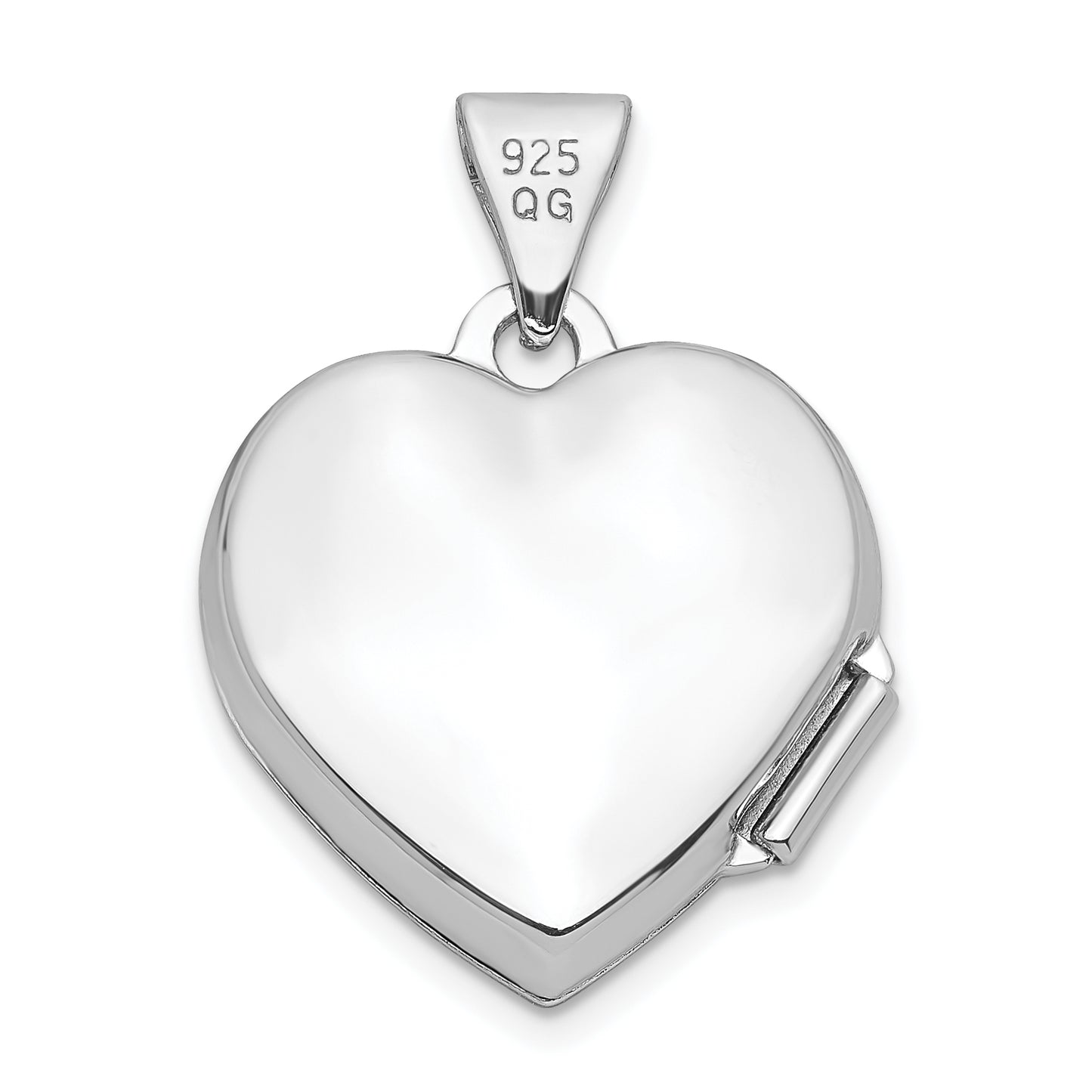 Sterling Silver Rhodium-Plated Plain 15mm Heart Locket