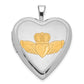 Sterling Silver 20mm Gold-Tone Satin & Polished D/C Claddagh Heart Locket