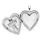 Sterling Silver Rhodium-Plated Polished & Satin Cross Heart Locket