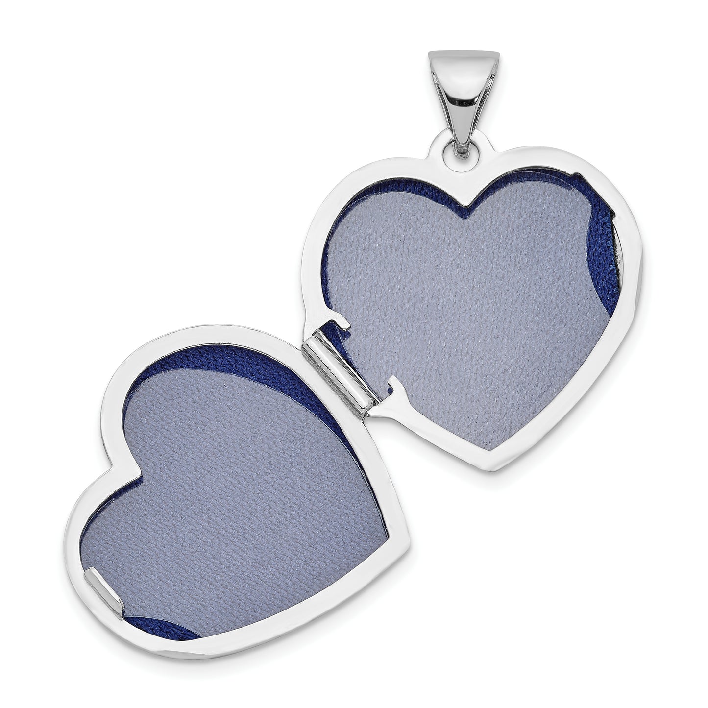 Sterling Silver Rhodium-Plated Textured 18mm Floral Heart Locket