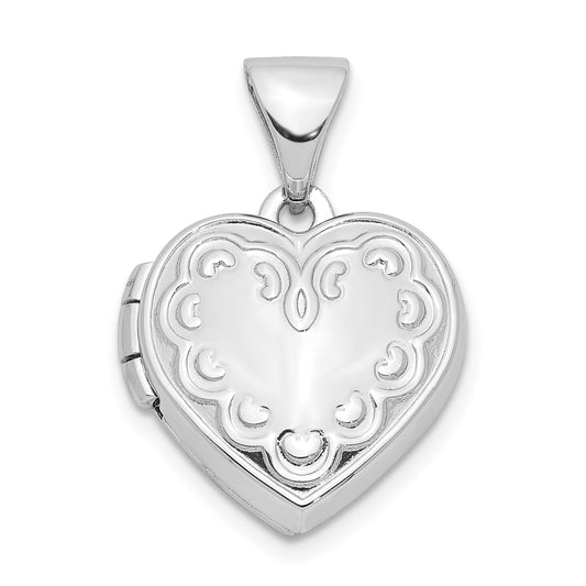 Sterling Silver Rhodium-Plated 13mm Heart Locket