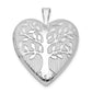 Sterling Silver Rhodium-Plated Tree Design Heart Locket