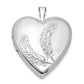 Sterling Silver Rhodium-Plated Feather Design Heart Locket