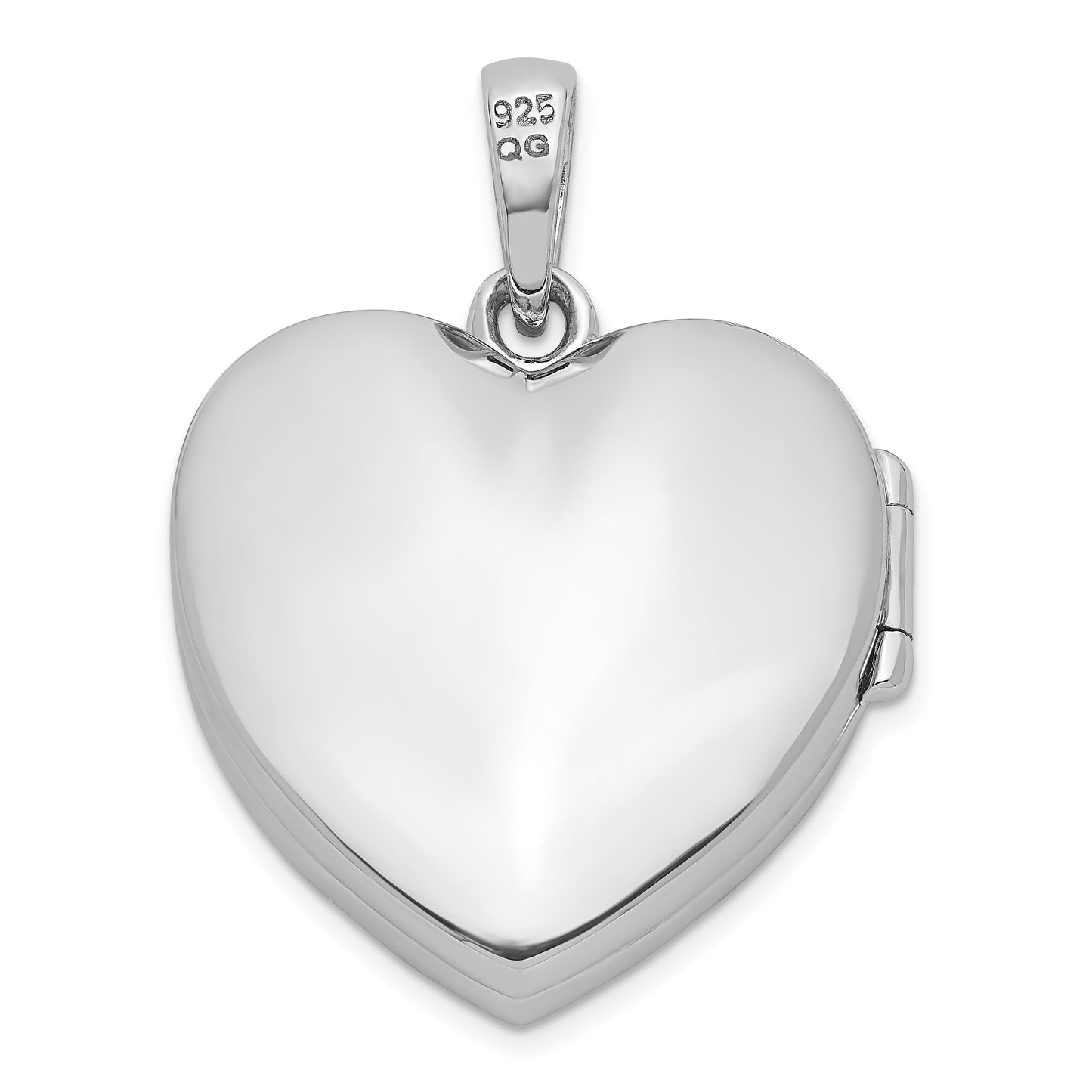 Sterling Silver Rhodium-Plated Cz 23mm Heart Locket