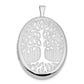 Sterling Silver Rhodium-Plated Oval Tree 26mm Locket