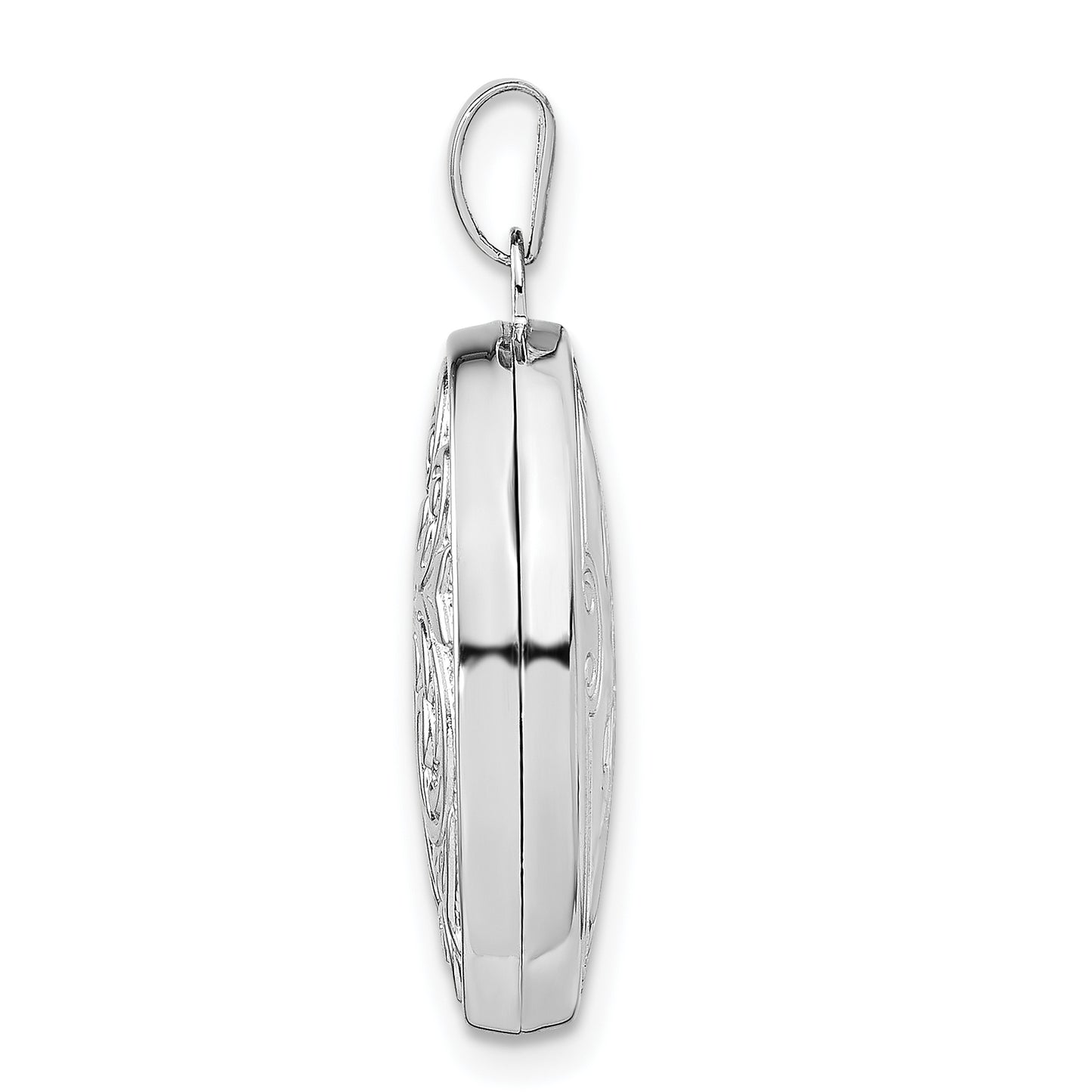 Sterling Silver Rhodium-Plated 21mm Scroll Oval Love Always Locket