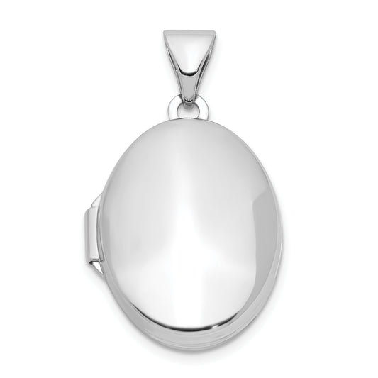 Sterling Silver Rhodium-Plated Polished 17mm Domed Oval Locket