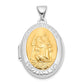 Sterling Silver Rh-Pltd W/Yellow Rhod 23mm St Christopher Oval Locket