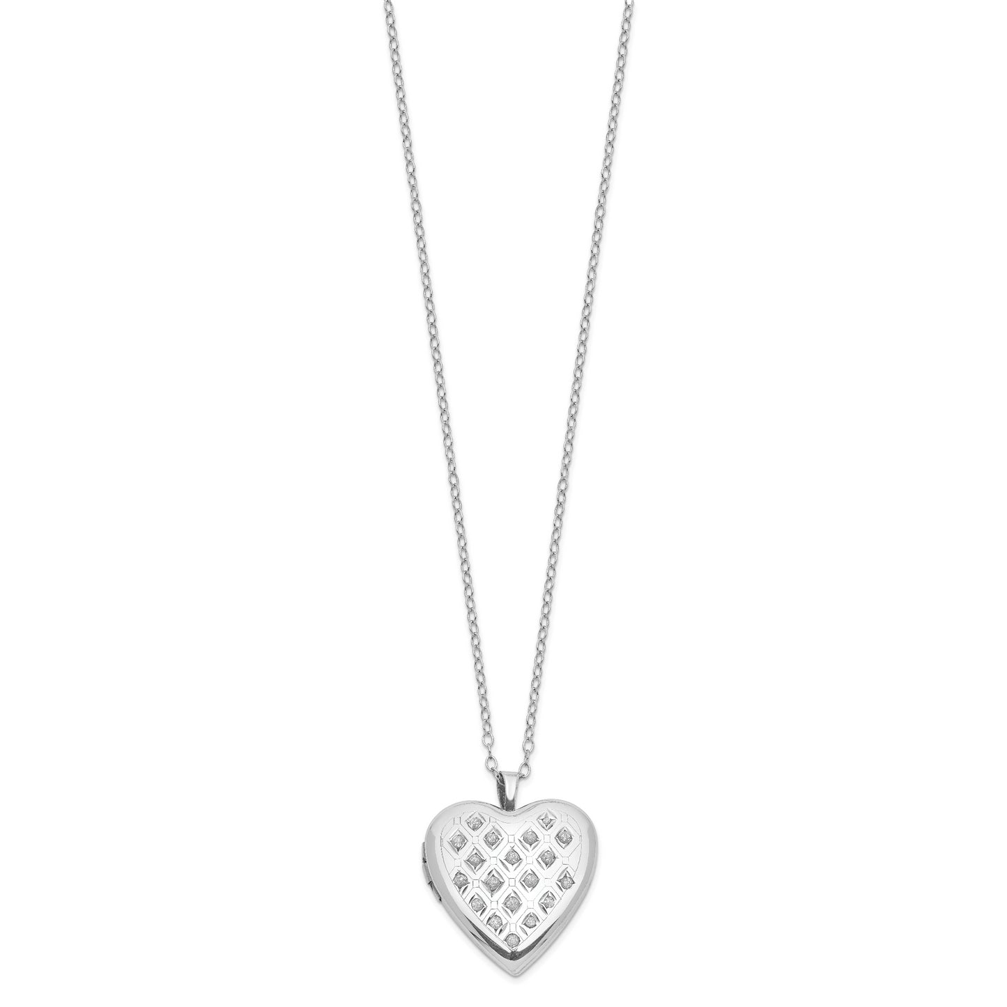 Sterling Silver Diamond Fascination Mystique Platinum-Plated Heart Locket