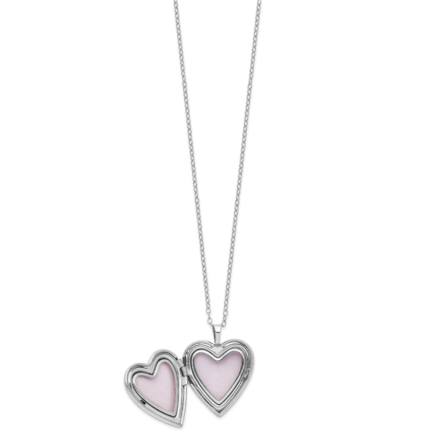 Sterling Silver Diamond Fascination Mystique Platinum-Plated Heart Locket