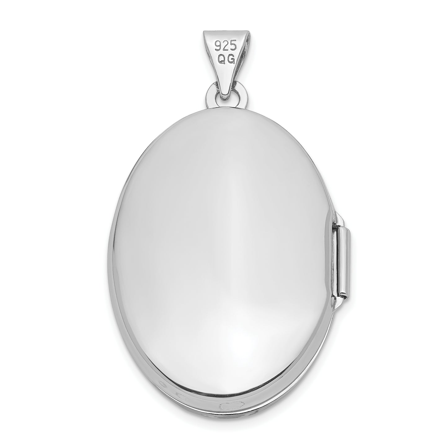 Sterling Silver Rhodium-Plated 29mm Fancy Oval Family Locket