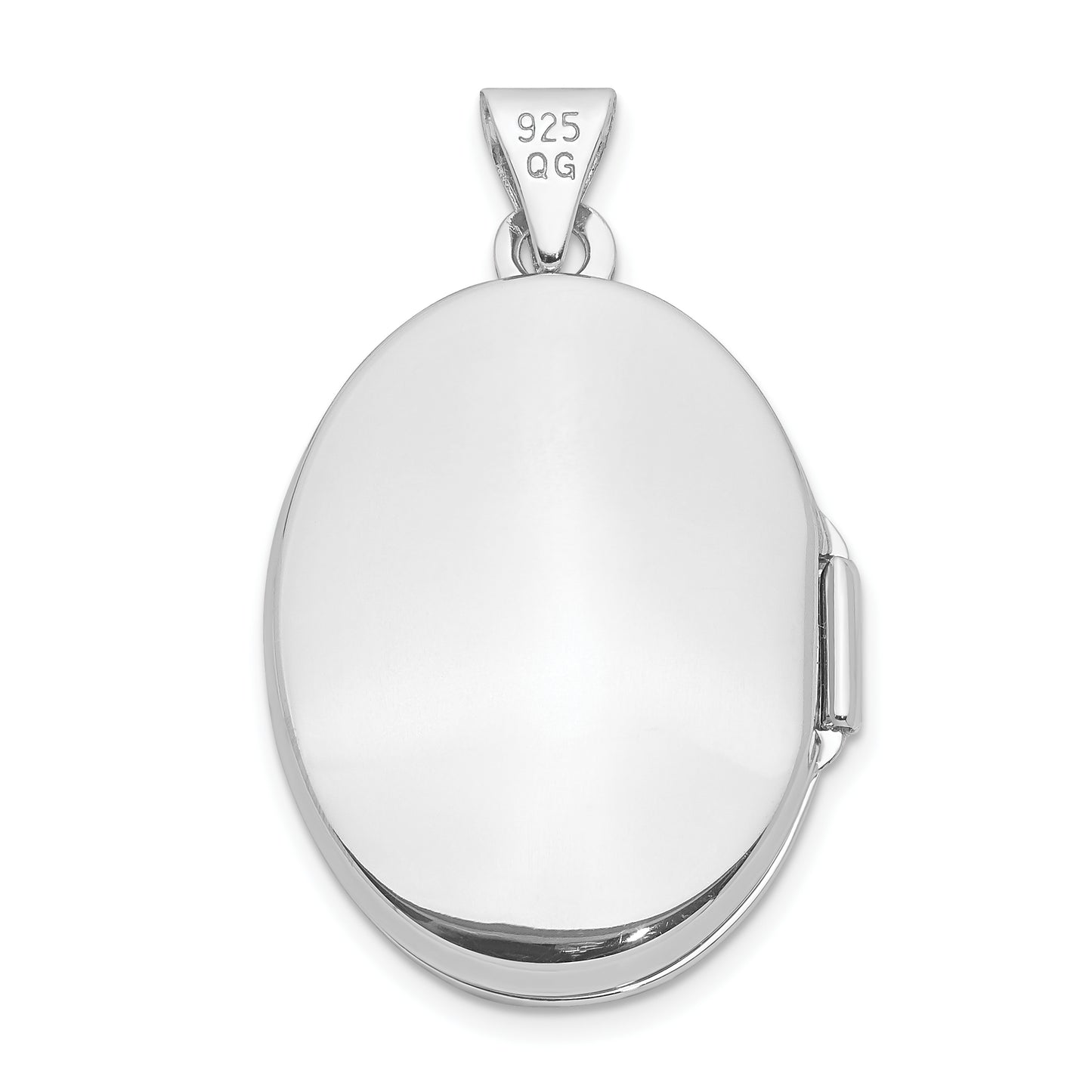 Sterling Silver Rhodium-Plated 21mm Floral Oval Locket