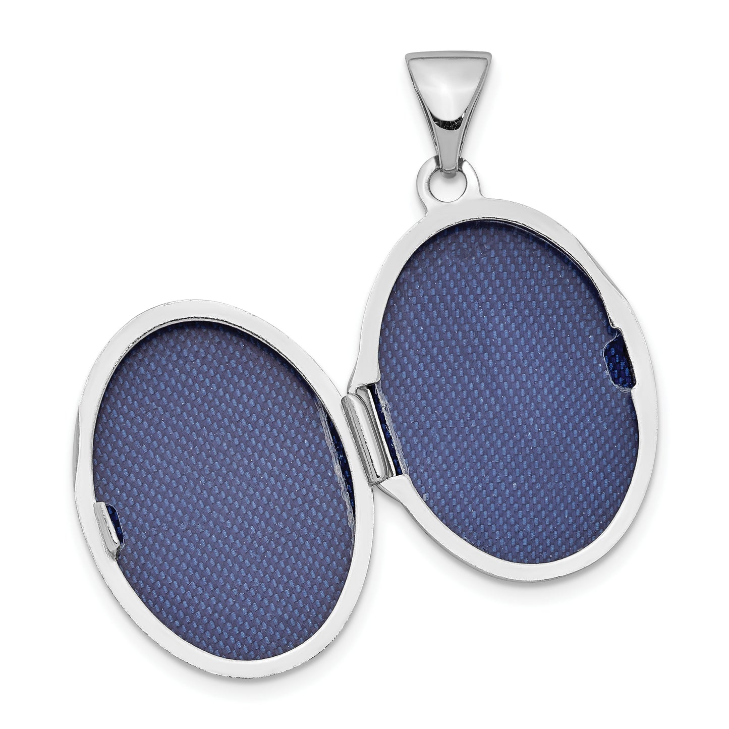 Sterling Silver Rhodium-Plated 17mm Scrolled Oval Locket