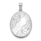 Sterling Silver Rhodium-Plated Polished Swirl Design Oval Open Locket