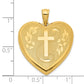 Ss/Gold Plated Sterling Silver Gold-Tone Floral Cross Ash Holder Heart Locket