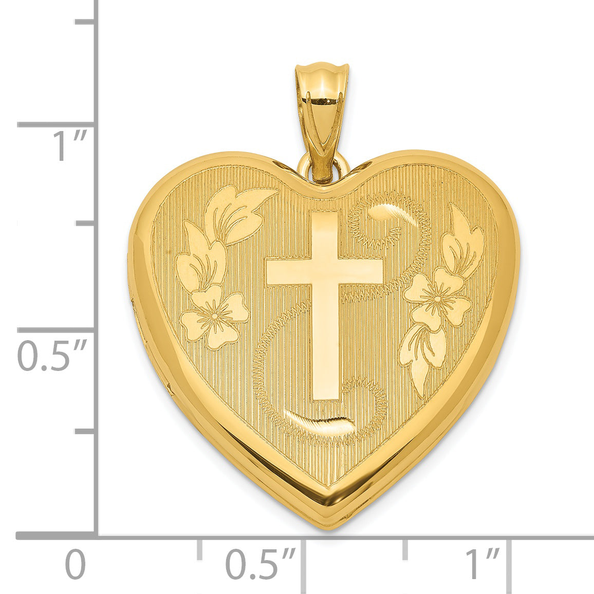 Ss/Gold Plated Sterling Silver Gold-Tone Floral Cross Ash Holder Heart Locket