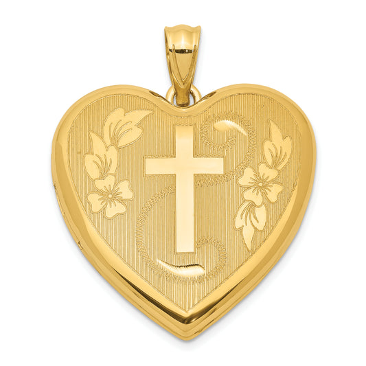 Ss/Gold Plated Sterling Silver Gold-Tone Floral Cross Ash Holder Heart Locket