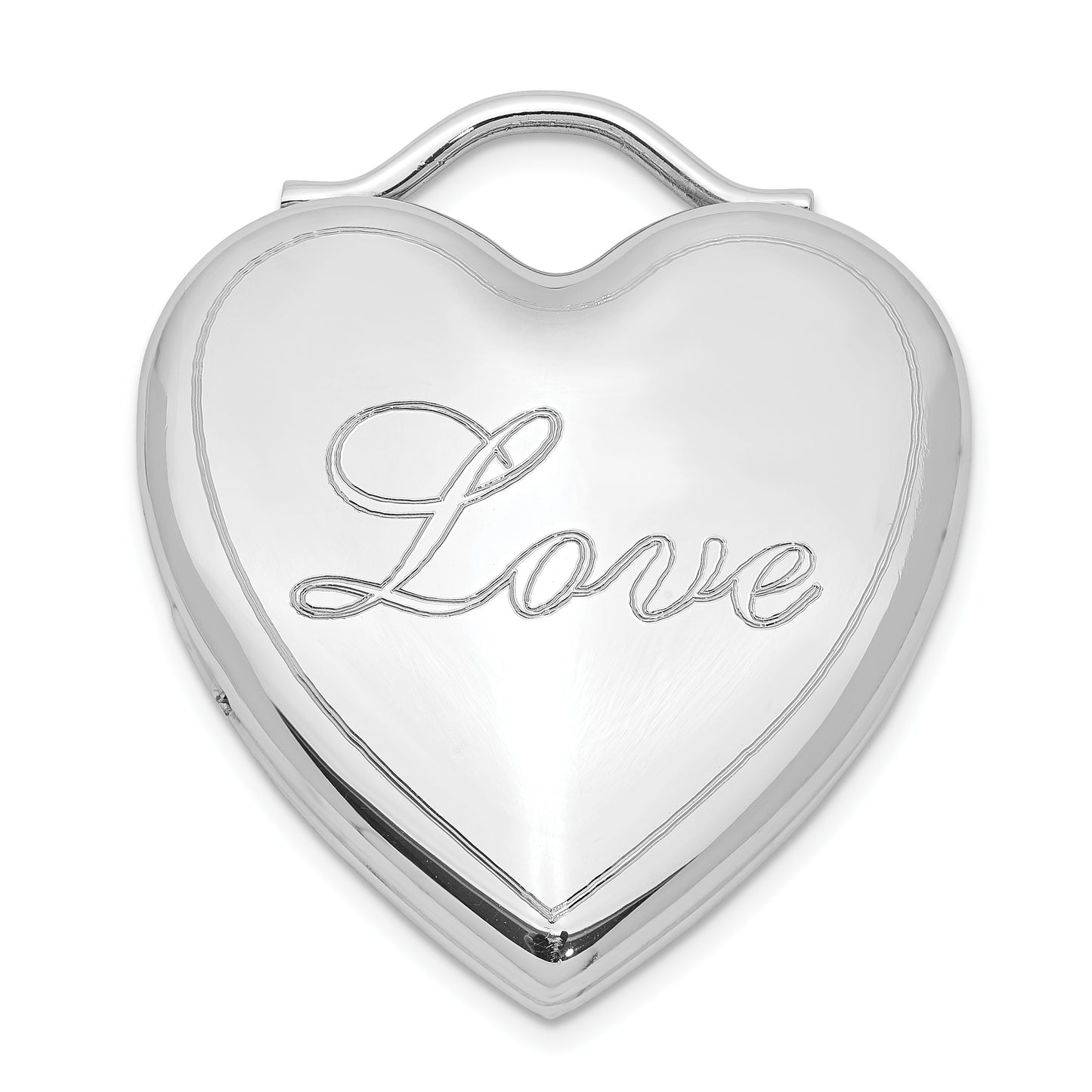 Sterling Silver Rhodium-Plated Polished & Satin Love Heart Locket