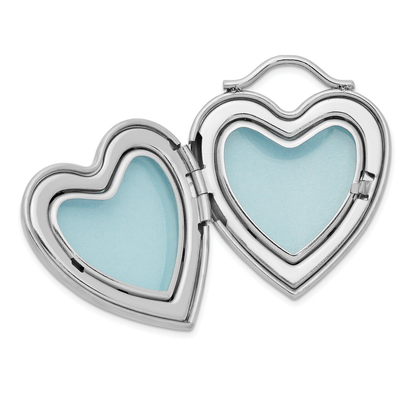 Sterling Silver Rhodium-Plated Satin & Polished Xxxooo Heart Locket