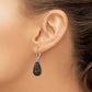 Sterling Silver Majestik Rhodium-Plated 10X18mm Teardrop Black Imitation Shell Pearl Leverback Dangle Earrings