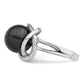 Sterling Silver Majestik Rhodium-Plated Size 6 12-13mm Black Imitation Shell Pearl And Cz Ring