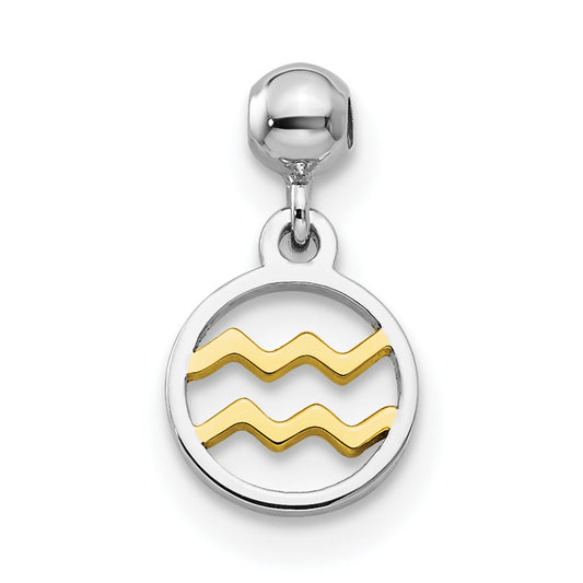 Sterling Silver Mio Memento Rhodium-Plated Gold-Tone Dangle Aquarius Charm