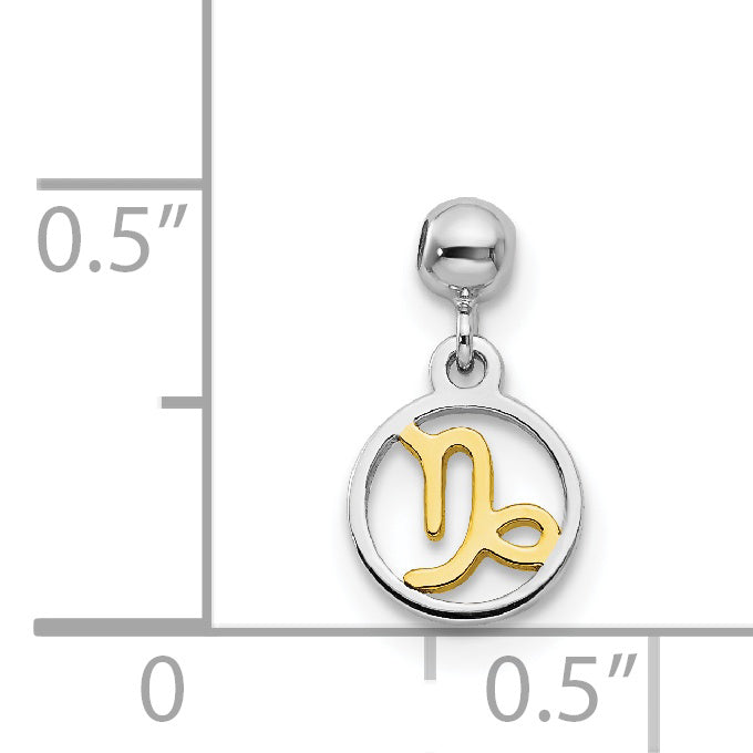 Sterling Silver Mio Memento Rhodium-Plated Gold-Tone Capricorn Charm