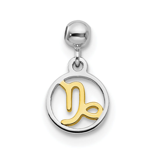 Sterling Silver Mio Memento Rhodium-Plated Gold-Tone Capricorn Charm